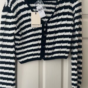 NWT industry Black and White Striped Women's Sweater size small